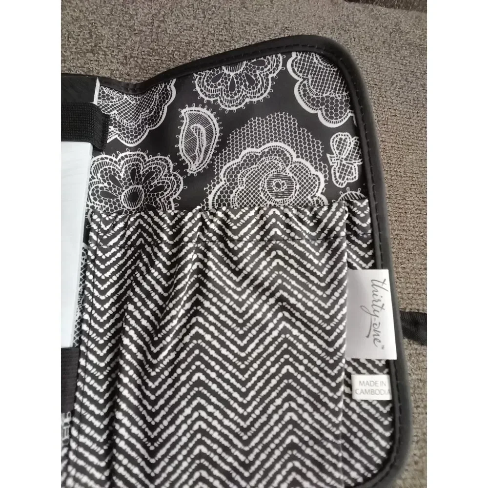 Thirty One Fold and Go Organizer Black Botanical Lace New
